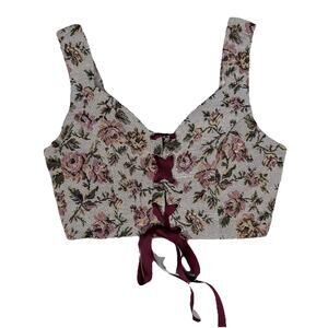 Cider lace up tapestry corset Style top Castlecore Womens XS